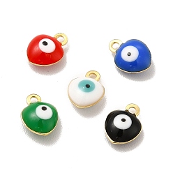 Mixed Color 304 Stainless Steel Evil Eye Enamel Charms, Heart Charm, Golden, Mixed Color, 8x6x3mm, Hole: 1mm