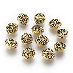 Античное Золото Сплавочные овальные бусины тибетского стиля , без свинца и без кадмия, античное золото , 11x10x6 мм, отверстие : 1 мм