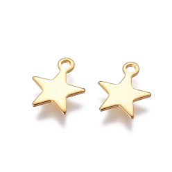 Golden 304 Stainless Steel Charms, Star, Golden, 10x8.5x1mm, Hole: 1.4mm