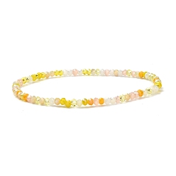 Желтый Граненые круглые стеклянные бусины эластичный браслет для девочек-подростков, желтые, внутренний диаметр: 2-1/4 дюйм (5.7 см), бусины : 3x2 мм