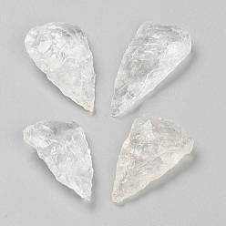 Cristal de Quartz Perles brutes naturelles en cristal de quartz naturel, perles de cristal de roche, pas de trous / non percés, larme martelée, 35~42x20~23x8~10mm
