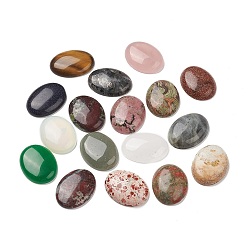 Mixed Stone Natural & Synthetic Mixed Gemstone Cabochons, Half Oval, 40x30x8.5mm