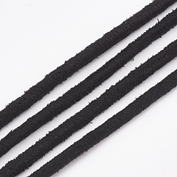 Черный Замша Faux шнуры, искусственная замшевая кружева, чёрные, 3x3 мм, около 10.93 ярдов (10 м) / рулон