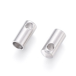 Stainless Steel Color 304 Stainless Steel Cord Ends, End Caps, Column, Stainless Steel Color, 8.5x3.8mm, Hole: 1.8mm, Inner Diameter: 3mm