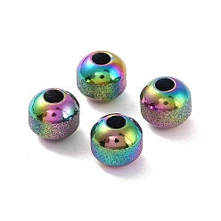 Rainbow Color Placage ionique de couleur arc-en-ciel (ip) texturé 304 perles en acier inoxydable, ronde, 6mm, Trou: 2mm