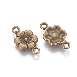 Antique Bronze Tibetan Style Alloy Flower Links Connectors, Cadmium Free & Lead Free, Plum Blossom, Antique Bronze, 18x10mm, Hole: 2mm