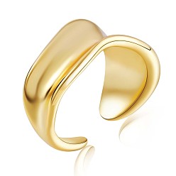 Golden 925 Sterling Silver Twist Wave Open Cuff Ring for Women, Golden, US Size 4 1/4(15mm)
