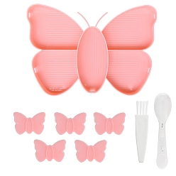 Pink Бабочка pp алмазная живопись поднос тарелка, с кистью и ложкой, розовые, 140x200 мм
