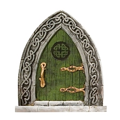 Зеленый Миниатюрная деревянная садовая дверь, для кукольных аксессуаров, притворяющихся опорными украшениями, зелёные, 100x85 мм