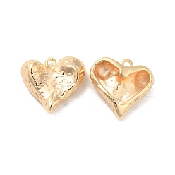 Real 18K Gold Plated Brass Pendants, Textured, Heart Charm, Real 18K Gold Plated, 18x19x6mm, Hole: 1.6mm