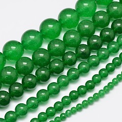 Зеленый Натуральные и крашеные нити шарик Malaysia нефрита, круглые, зелёные, 4 мм, отверстие : 0.8 мм, около 92 шт / нитка, 15 дюйм