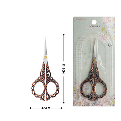 Red Copper & Stainless steel Color Stainless Steel Scissors, Embroidery Scissors, Sewing Scissors, with Zinc Alloy Handle, Red Copper & Stainless steel Color, 112x45mm