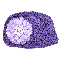 Medium Purple Handmade Crochet Baby Beanie Costume Photography Props, Flower, Medium Purple, 180mm