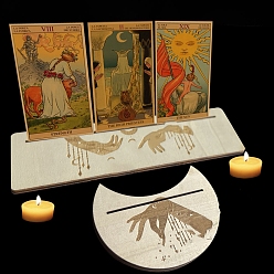 Étoile  Présentoirs de cartes de tarot en bois, support de tarot de phase de lune pour la divination, outils de décoration de tarot, lune avec rectangle, motif en étoile, 12.5~25x7.5~10.5x0.5 cm, 2 pièces / kit
