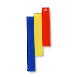 Rectangle Pendentifs acryliques imprimés couleur arc-en-ciel, motif rectangle, 54x20x2.5mm, Trou: 1.8mm