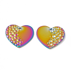 Rainbow Color Placage ionique (ip) 304 pendentifs en acier inoxydable, charme coeur, couleur arc en ciel, 21.5x23x1mm, Trou: 1.4mm