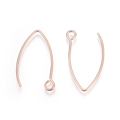 Rose Gold Ion Plating(IP) 304 Stainless Steel Earring Hooks, with Horizontal Loop, Rose Gold, 26x15.5mm, Hole: 2.5mm, 20 Gauge, Pin: 0.8mm