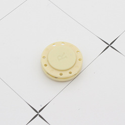 Light Goldenrod Yellow Nylon Magnetic Buttons Snap Magnet Fastener, Flat Round, for Cloth & Purse Makings, Light Goldenrod Yellow, 2.1cm, 2pcs/set
