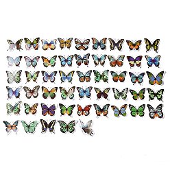 Бабочка Мультяшная бумажная наклейка, для diy scrapbooking, , бабочка, 39.5~46.5x50~53.5x0.1 мм, 50 шт / пакет