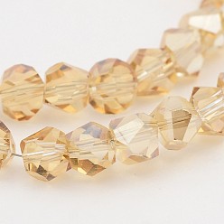 Blanc Navajo Perles en verre electroplate, toupie avec facettes, perle plaquée lustre, navajo blanc, 6x6mm, Trou: 1mm, Environ 100 pcs/chapelet, 19.6 pouce