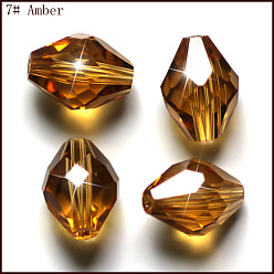 Verge D'or Imitations de perles de cristal autrichien, grade de aaa, facette, Toupie, verge d'or, 10x13mm, Trou: 0.9~1mm