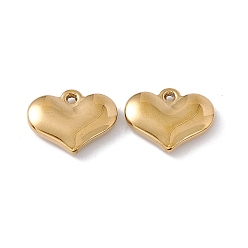 Real 18K Gold Plated Ion Plating(IP) 304 Stainless Steel Pendants, Heart Charms, Real 18K Gold Plated, 12x15x3mm, Hole: 1mm