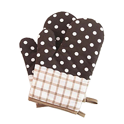 Polka Dot Cotton Oven Mitts, for Bakeware, Winter Warm Mitten Gloves, Polka Dot Pattern, 260x170mm
