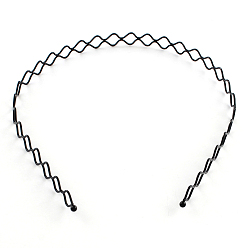Black Hair Accessories Iron Wavy Hair Band Findings, Black, 130mm