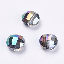 Разноцветный Имитация Австрийские кристаллические шарики, класс AAA, граненые, плоско-круглые, красочный, 6x4 мм, отверстие : 0.7~0.9 мм