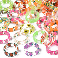 Mixed Color Transparent Resin Fruit Finger Ring for Women, Mixed Color, US Size 6(16.5mm)