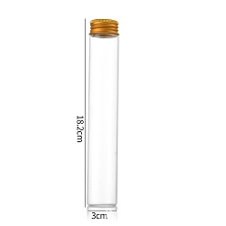 Oro Botellas de vidrio transparente contenedores de cuentas, tubos de almacenamiento de cuentas con tapa de rosca y tapa de aluminio, columna, dorado, 3x18 cm, capacidad: 100 ml (3.38 fl. oz)