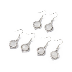 Quartz Crystal Natural Quartz Crystal Vase Dangle Earrings, Platinum Brass Jewelry for Women, 40mm, Pin: 0.5mm