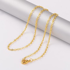 Золотой Изготовление ожерелий из железных цепей, с латунными карабин-лобстерами , золотые, 21.8 дюйм, 2 мм
