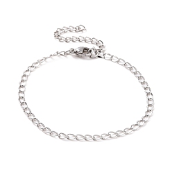 Stainless Steel Color 304 Stainless Steel Curb Chain Bracelet for Men Women, Stainless Steel Color, 6-3/4 inch(17.2cm)