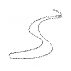 Couleur Acier Inoxydable 304 collier de chaîne de corde en acier inoxydable pour hommes femmes, couleur inox, 15.87 pouce (40.3 cm)