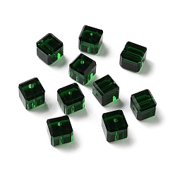 Vert Foncé Verre imitation perles de cristal autrichien, facette, suqare, vert foncé, 7.5x7.5mm, Trou: 1mm