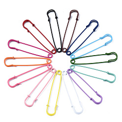 Mixed Color Spray Painted Iron Safety Pins, for Brooch Making, Kilt Needles, Mixed Color, 75x17x6mm, Hole: 4.5mm, Pin: 1.5mm