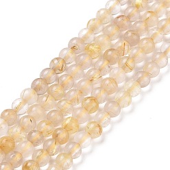 Quartz Rutilated Or naturel rutile perles de quartz brins, ronde, 4mm, Trou: 0.9mm, Environ 103 pcs/chapelet, 15.35 pouce (39 cm)