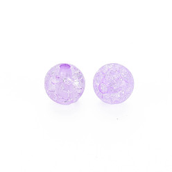 Violet Transparent Crackle Acrylic Beads, Round, Violet, 8x7mm, Hole: 1.8~2mm, about 1745pcs/500g