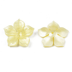 Champagne Yellow Opaque Acrylic Beads, Flower, Champagne Yellow, 29.5x28.5x6.5mm, Hole: 1.6mm