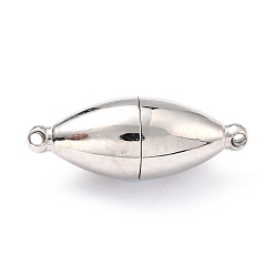Stainless Steel Color 304 Stainless Steel Magnetic Clasps with Loops, Oval, Stainless Steel Color, 23.5x9mm, Hole: 1.2mm