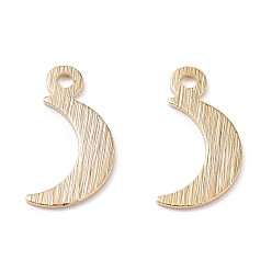 Real 24K Gold Plated Brass Charms, Long-Lasting Plated, Moon, Real 24K Gold Plated, 11.5x5.5x0.4mm, Hole: 1mm