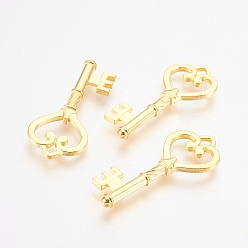 Golden Tibetan Style Alloy Pendants, Cadmium Free & Lead Free, Golden, Skeleton Key46.5x18x4mm, Hole: 3mm