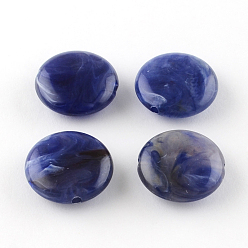 Azul Medio Granos de acrílico imitación de piedras preciosas redondas planas, azul medio, 22x8.5 mm, Agujero: 2 mm, sobre 190 unidades / 500 g