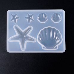 White Silicone Molds, Resin Casting Molds, For UV Resin, Epoxy Resin Jewelry Making, Marine Organism, White, 85x61mm