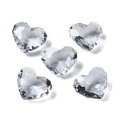 Light Steel Blue Transparent Glass Rhinestone Cabochons, Faceted, Heart, Pointed Back, Light Steel Blue, 9.5x12x5.5mm