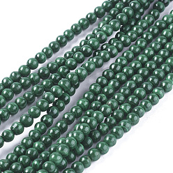Malaquita Hebras naturales perlas de malaquita, rondo, 4 mm, agujero: 1 mm, sobre 90 unidades / cadena, 15.83 pulgada (40.2 cm)