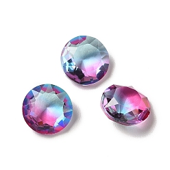 Amethyst Faceted K9 Glass Rhinestone Cabochons, Pointed Back, Flat Round, Amethyst, 8x4mm