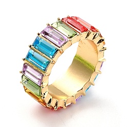 Разноцветный Кольцо на палец со сверкающими стразами, плоское кольцо на палец для женщин, золотой свет, красочный, размер США 7 3/4 (17.9 мм)