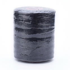 Black Waxed Polyester Cord for Jewelry Making, Flat, Black, 0.7mm, about 743.65 yards(680m)/roll